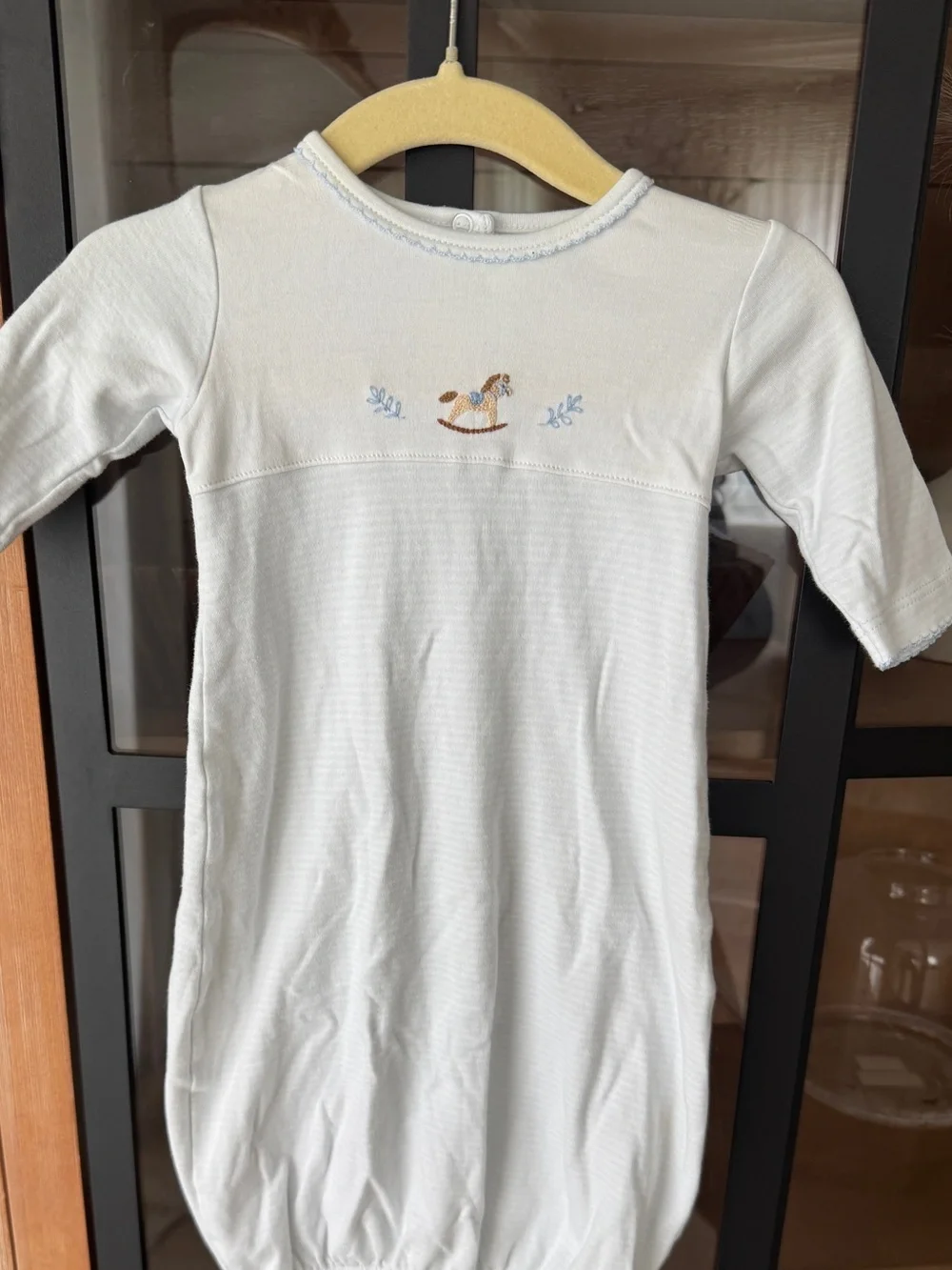 Baby Threads Rocking Horse Pima Cotton Baby Daygown newborn embroidered striped